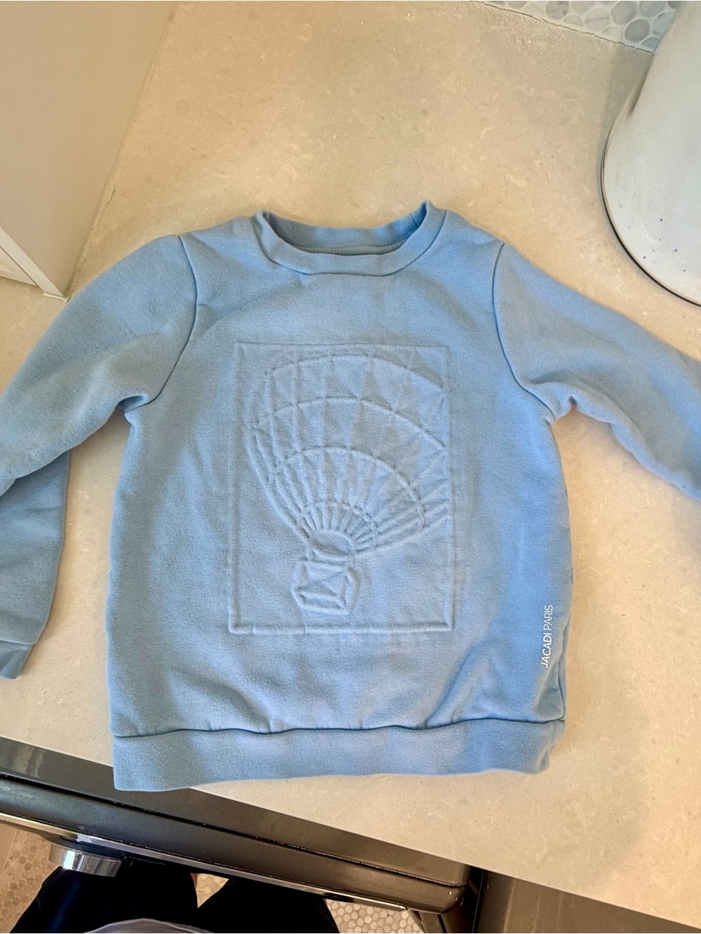 Jacadi Light Blue Crewneck Sweatshirt with Subtle Embossing
